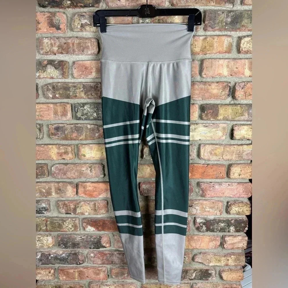 Alo Yoga 7/8 High Waist Leggings Small Midnight Green & Soft Gold $128